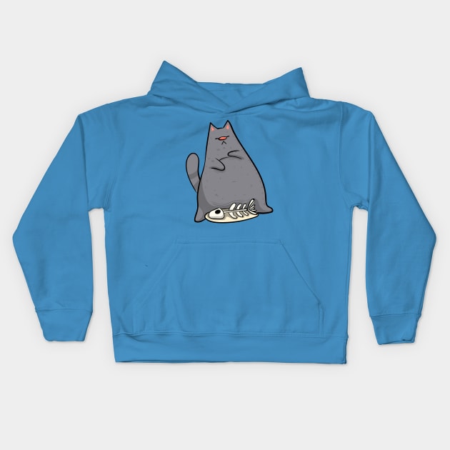 Russian Blue - Lazy Cat Print Kids Hoodie by KPrimeArt